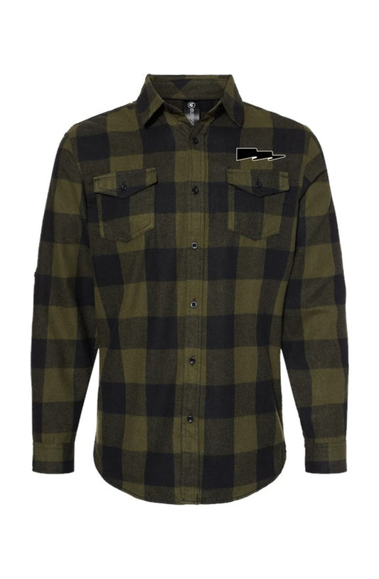 Adventure-ready Long Sleeve Flannel in Army and Black